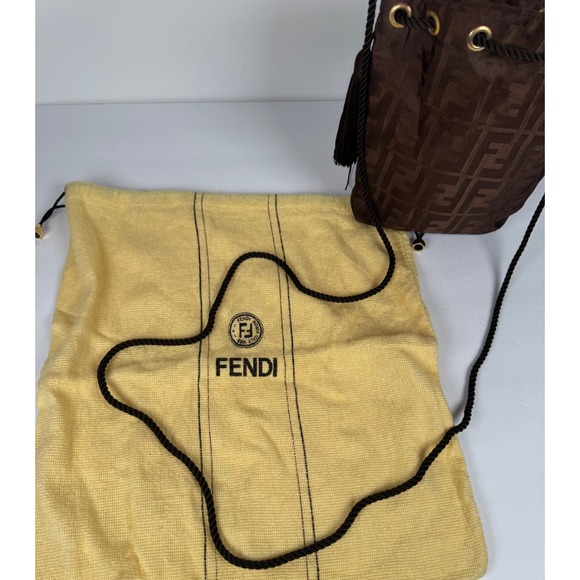 Fendi Drawstring Monogram Crossbody Bag Vintage Tassel Authentic - Picture 11 of 11